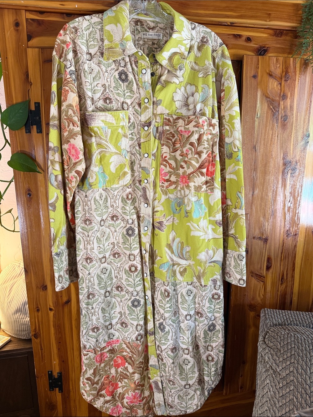 The Free People Green Floral Patchwork Tunic / Jacket/ Dress